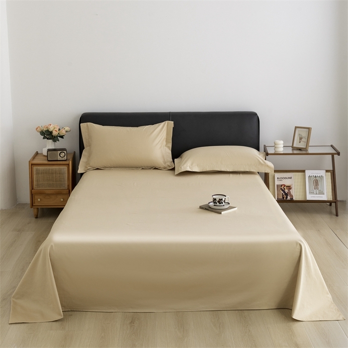 91家纺网 家纺一手货源 找家纺 宝时兰 2025新款100支新疆长绒棉单品床单全棉枕套纯棉三件套 香槟金