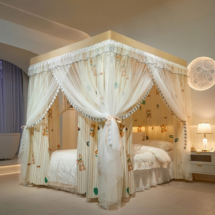 91家纺网 家纺一手货源 找家纺 （总）世婕 2025新款四季款三开门落地床幔蚊帐