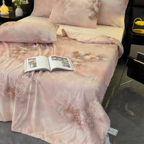 91家纺网 家纺一手货源 找家纺 欧夏家纺 2025新款凉感玻尿酸焕颜被夏被 牡丹盛开
