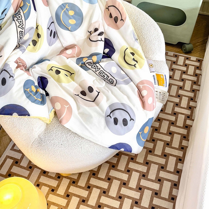 91家纺网 家纺一手货源 找家纺 绒梦里 2025新款儿童卡通系列A类凉感冰豆豆夏被 快乐笑脸