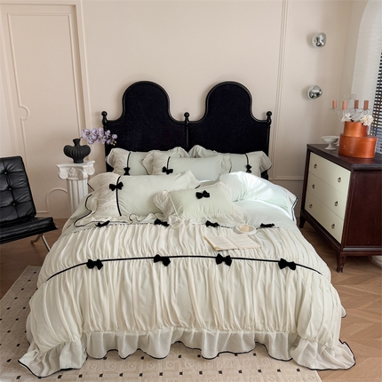 吾欢心 2025新款A类糯小棉法式高定赛琳娜系列四件套 赛琳娜绿