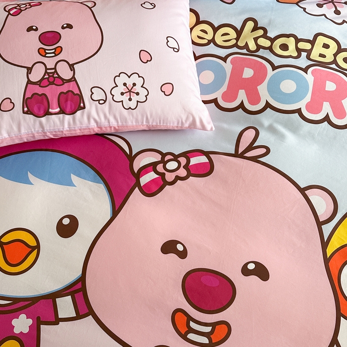 91家纺网 家纺一手货源 找家纺 金爱家 2025新款波乐乐系列纯棉数码印花系列四件套 波乐乐-好朋友