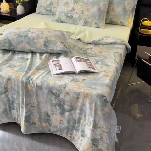 91家纺网 家纺一手货源 找家纺 欧夏家纺 2025新款凉感玻尿酸焕颜被夏被 夏日清新