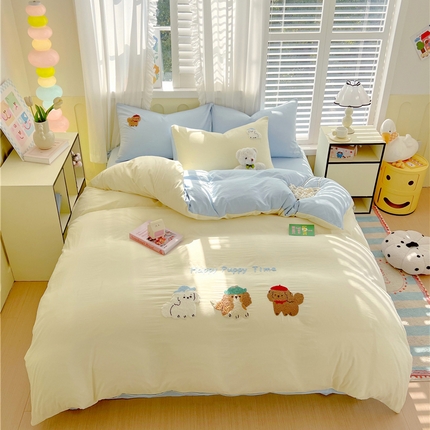 91家纺网 家纺一手货源 找家纺 2025新款立体毛巾绣四件套 小伙伴