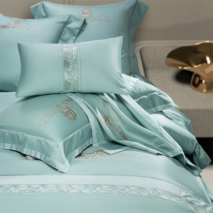 91家纺网 家纺一手货源 找家纺 高大尚婚庆馆 2025春夏新款 长绒棉高端绣花四件套-海歌娜 海歌娜-水晶兰