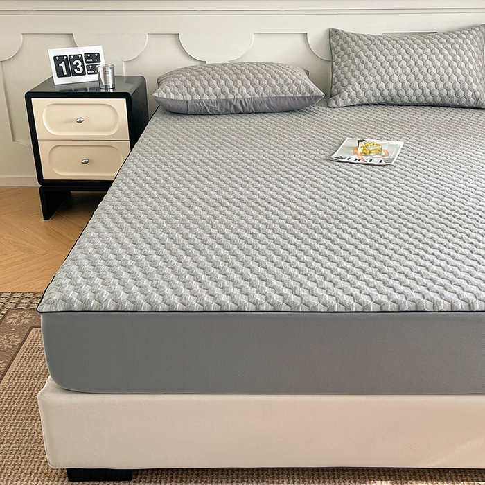 91家纺网 家纺一手货源 找家纺 久云居 2025新款抗菌天然竹纤维防水床签 高级灰