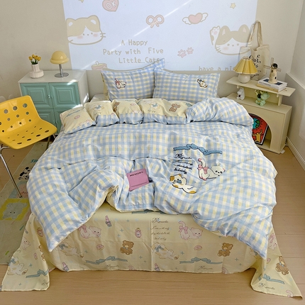 91家纺网 家纺一手货源 找家纺 （总）云锦家居 2025新款13370纯棉毛巾绣呆萌系列四件套