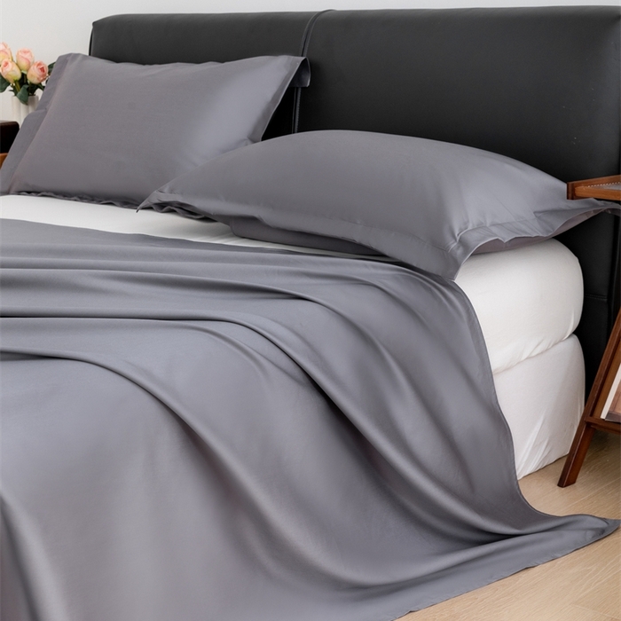 91家纺网 家纺一手货源 找家纺 宝时兰 2025新款100支新疆长绒棉单品床单全棉枕套纯棉三件套 迷雾灰