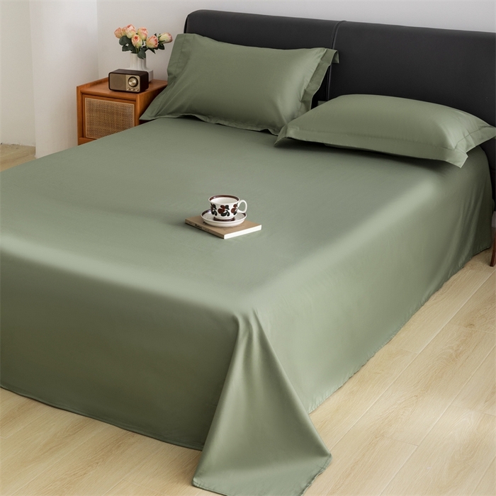 91家纺网 家纺一手货源 找家纺 宝时兰 2025新款100支新疆长绒棉单品床单全棉枕套纯棉三件套 松石绿