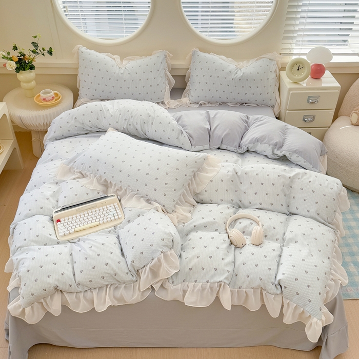 91家纺网 家纺一手货源 找家纺 橘子家 2025新款云纱四件套 甜心