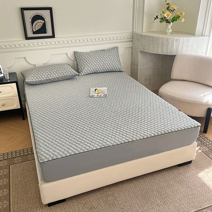 91家纺网 家纺一手货源 找家纺 久云居 2025新款抗菌天然竹纤维防水床签 高级灰