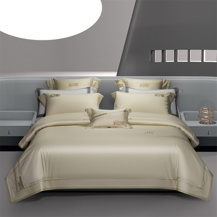 91家纺网 家纺一手货源 找家纺 （总）高大尚婚庆馆 2025春夏新款 长绒棉高端绣花四件套-希米娅