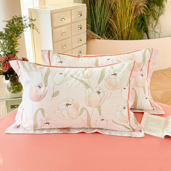 91家纺网 家纺一手货源 找家纺 7V 2025全棉被套133*76纯棉轻奢宽边单被套喷气长绒棉面料 玫瑰集-粉