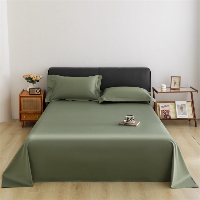 91家纺网 家纺一手货源 找家纺 宝时兰 2025新款100支新疆长绒棉单品床单全棉枕套纯棉三件套 松石绿