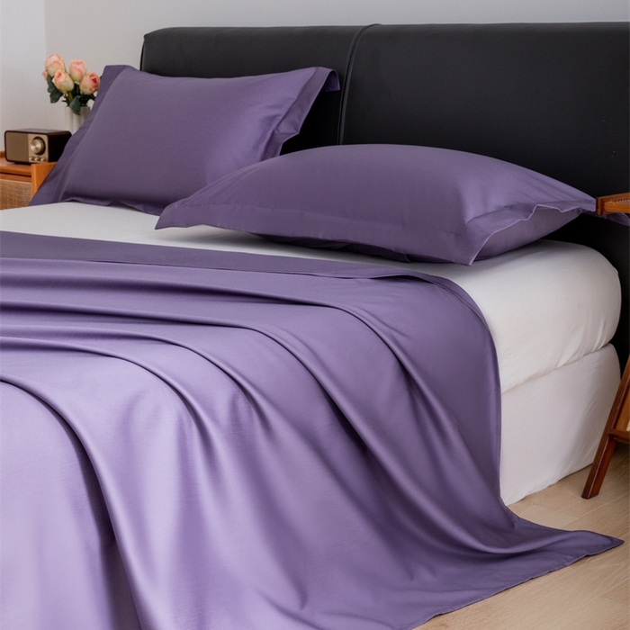 91家纺网 家纺一手货源 找家纺 宝时兰 2025新款100支新疆长绒棉单品床单全棉枕套纯棉三件套 凝夜紫