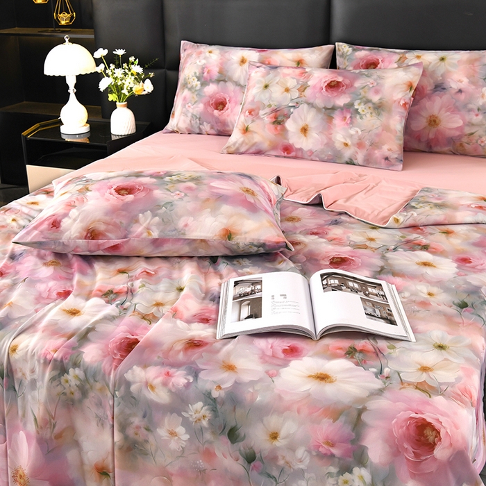 91家纺网 家纺一手货源 找家纺 欧夏家纺 2025新款凉感玻尿酸焕颜被夏被 花海迷情