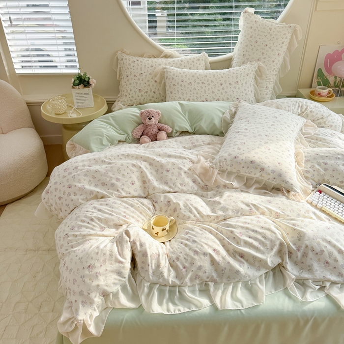 91家纺网 家纺一手货源 找家纺 橘子家 2025新款云纱四件套 清雅