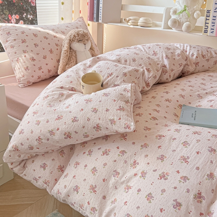 91家纺网 家纺一手货源 找家纺 韩巢家纺 2025新款云感双层纱超柔裸睡级学生宿舍上下铺床单被套三件套-（提供卖家秀） 落日暮年