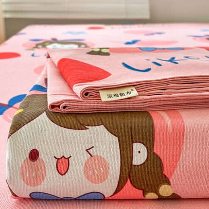 91家纺网 家纺一手货源 找家纺 梵朴 2025新款原棉老粗布床单 蜜桃女孩