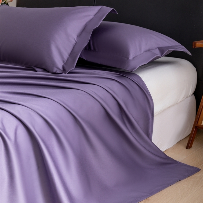 91家纺网 家纺一手货源 找家纺 宝时兰 2025新款100支新疆长绒棉单品床单全棉枕套纯棉三件套 凝夜紫