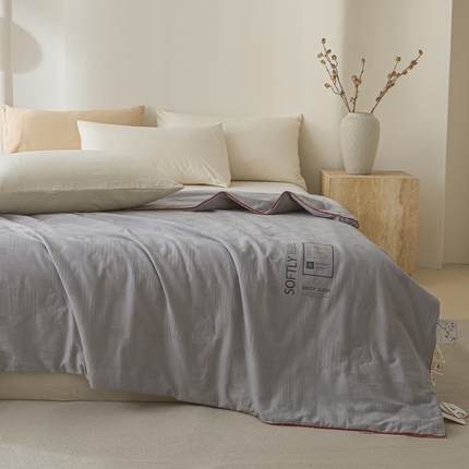 91家纺网 家纺一手货源 找家纺 莱登卡奴 25新款全棉A类水洗棉提花100%棉花被夏被 棉花被-华尚灰