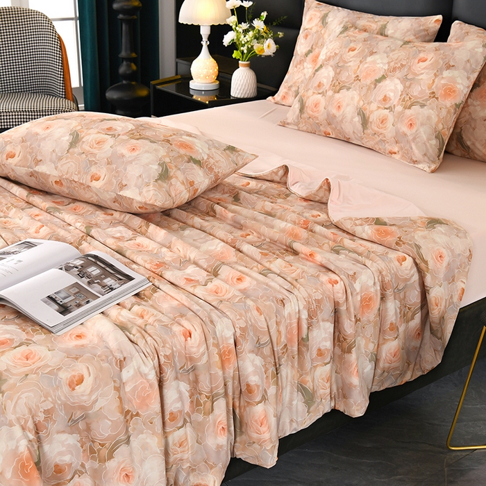 91家纺网 家纺一手货源 找家纺 欧夏家纺 2025新款凉感玻尿酸焕颜被夏被 繁花佳人