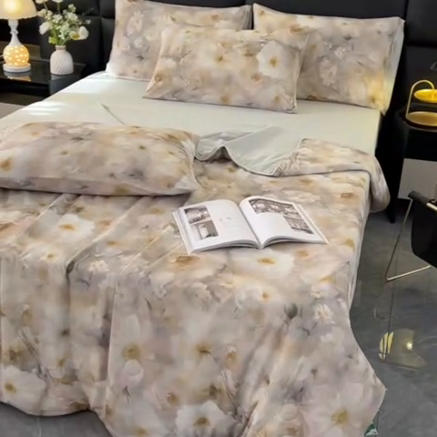 91家纺网 家纺一手货源 找家纺 欧夏家纺 2025新款凉感玻尿酸焕颜被夏被 倾城佳丽