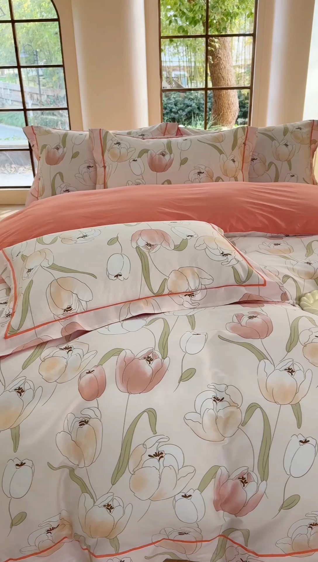 91家纺网 家纺一手货源 找家纺 7V 2025新款轻奢大宽边100%纯棉四件套133*76全棉喷气宽幅长绒棉被套床单床笠套件 玫瑰集-粉