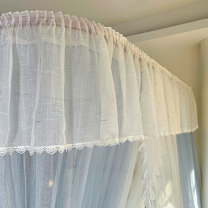 91家纺网 家纺一手货源 找家纺 夏彩  2025新款加柔加密铝合金接口高度可调节双层窗帘式导轨蚊帐88619 花语-兰