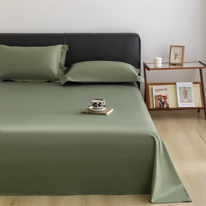 91家纺网 家纺一手货源 找家纺 宝时兰 2025新款100支新疆长绒棉单品床单全棉枕套纯棉三件套 松石绿