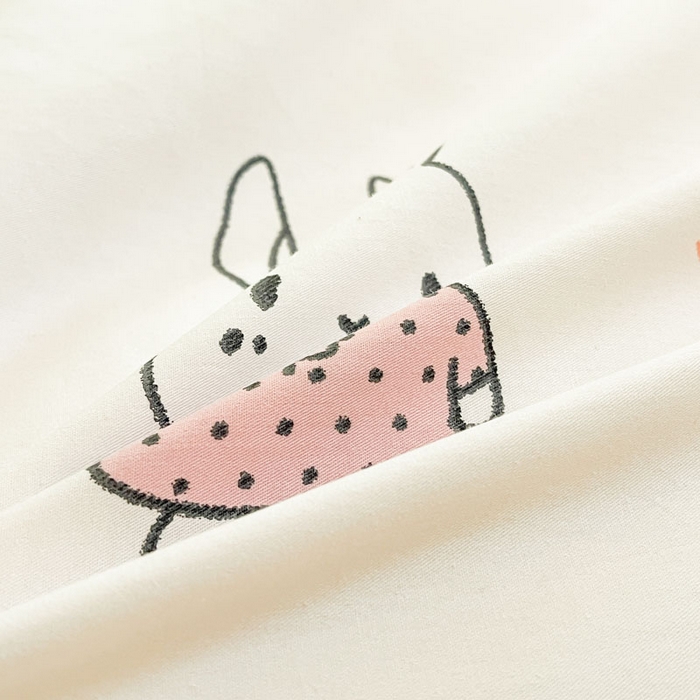 91家纺网 家纺一手货源 找家纺 7V 2025全棉被套133*76纯棉轻奢宽边单被套喷气长绒棉面料 星星兔