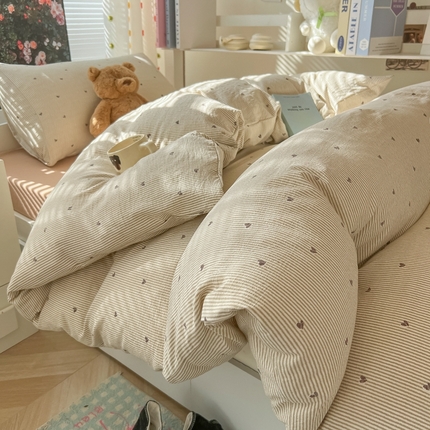 91家纺网 家纺一手货源 找家纺 （总）韩巢家纺 2025新款云感双层纱超柔裸睡级学生宿舍上下铺床单被套三件套-（提供卖家秀）