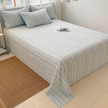 眠博士2025新款AB版简约时尚A类全棉三层纱系列单床单 三层纱单床单-时光-蓝