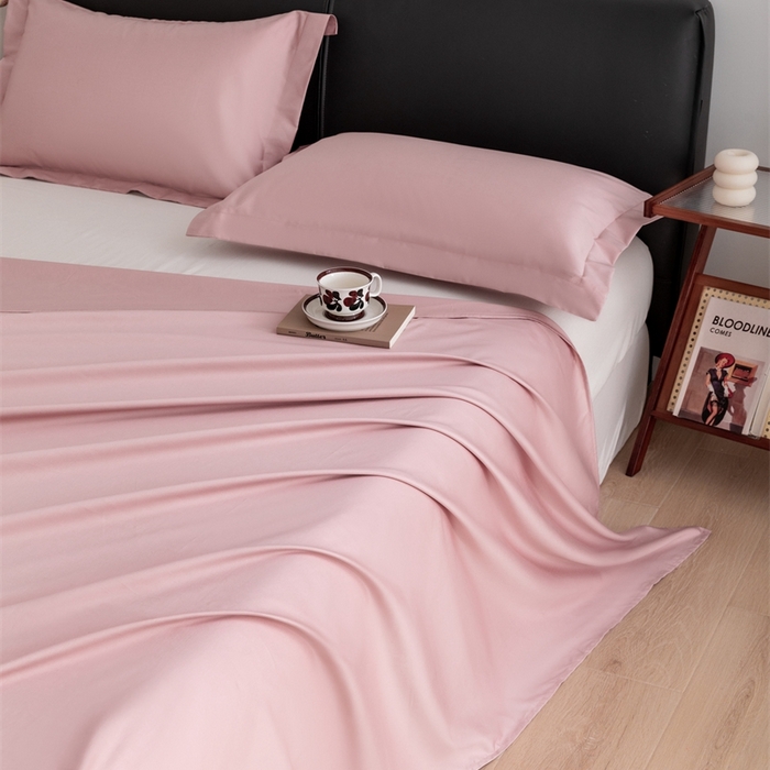 91家纺网 家纺一手货源 找家纺 宝时兰 2025新款100支新疆长绒棉单品床单全棉枕套纯棉三件套 茱萸粉