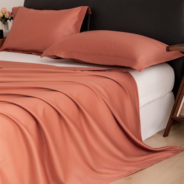 91家纺网 家纺一手货源 找家纺 宝时兰 2025新款100支新疆长绒棉单品床单全棉枕套纯棉三件套 枫叶橘