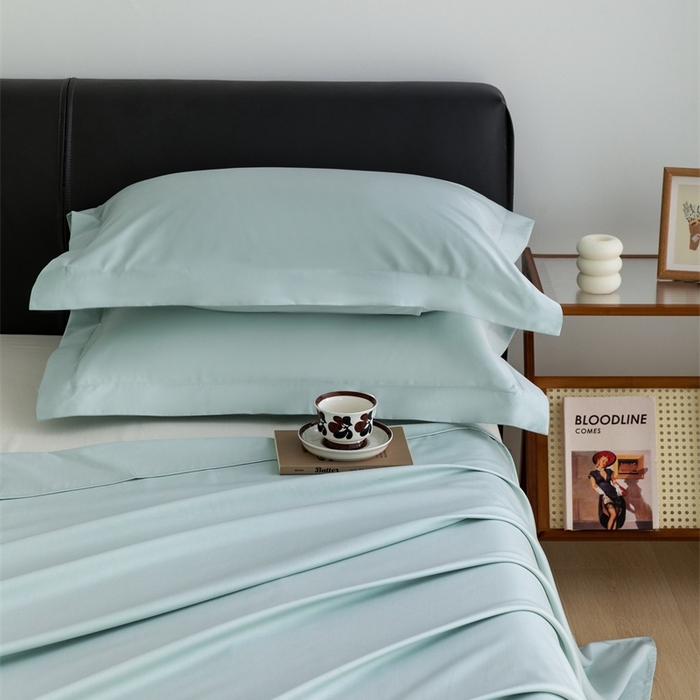 91家纺网 家纺一手货源 找家纺 宝时兰 2025新款100支新疆长绒棉单品床单全棉枕套纯棉三件套 湖泊绿