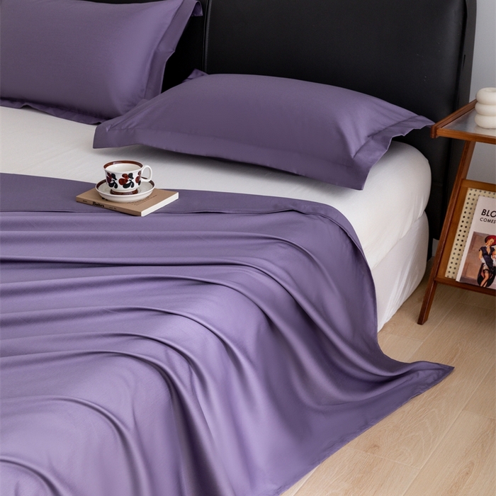 91家纺网 家纺一手货源 找家纺 宝时兰 2025新款100支新疆长绒棉单品床单全棉枕套纯棉三件套 凝夜紫