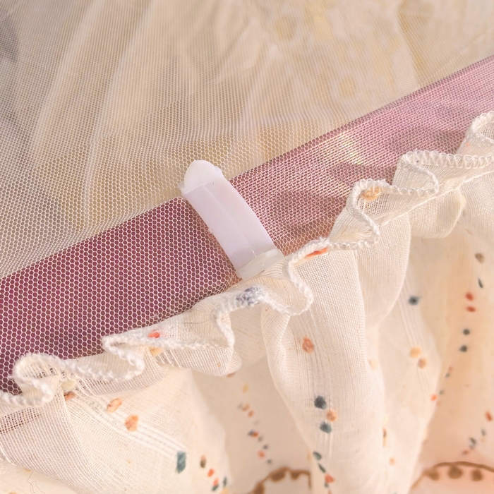 91家纺网 家纺一手货源 找家纺 夏彩  2025新款加柔加密铝合金接口高度可调节双层窗帘式导轨蚊帐88619 花语-玉