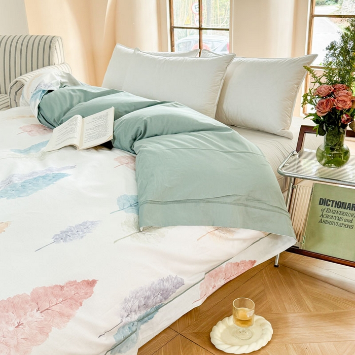 91家纺网 家纺一手货源 找家纺 7V 2025全棉被套133*76纯棉轻奢宽边单被套喷气长绒棉面料 麦风