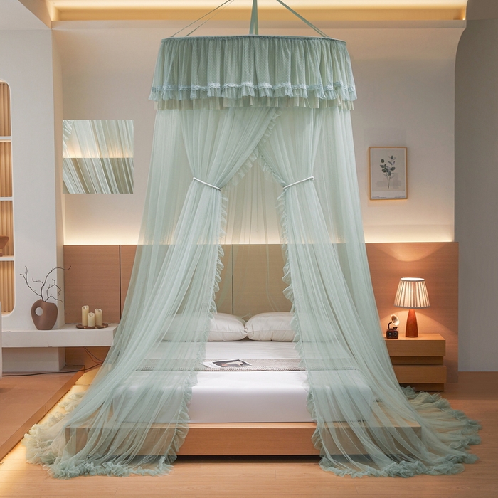 91家纺网 家纺一手货源 找家纺 夏彩 2025新款加高加密加柔吊顶蚊帐88621 88621-薄荷绿