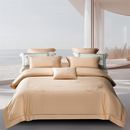 91家纺网 家纺一手货源 找家纺 （总）高大尚婚庆馆 2025春夏新款 长绒棉高端绣花四件套-洛伊薇