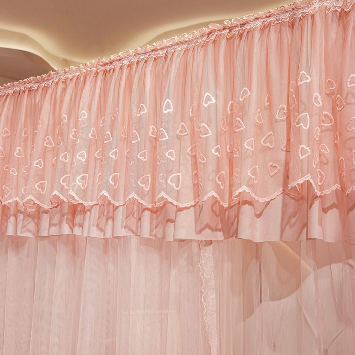 91家纺网 家纺一手货源 找家纺 夏彩 2025新款绣花加柔加密铝合金接口高度可调节轨道蚊帐88620 88620浅粉玉