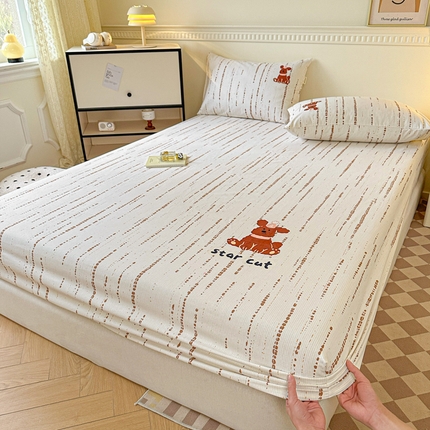 91家纺网 家纺一手货源 找家纺 （总）格里芬家纺 2025新款全棉烫画老粗布印花床笠