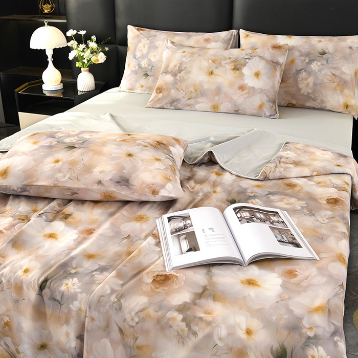 91家纺网 家纺一手货源 找家纺 欧夏家纺 2025新款凉感玻尿酸焕颜被夏被 倾城佳丽