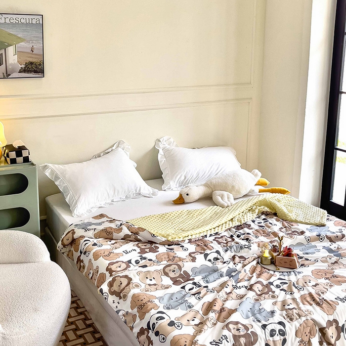 91家纺网 家纺一手货源 找家纺 绒梦里 2025新款儿童卡通系列A类凉感冰豆豆夏被 宠物派