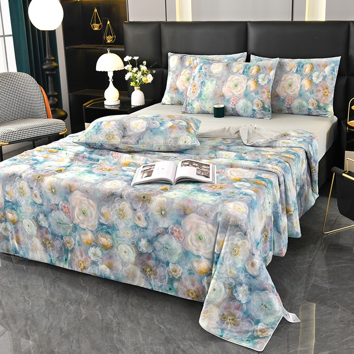 91家纺网 家纺一手货源 找家纺 欧夏家纺 2025新款凉感玻尿酸焕颜被夏被 花开朵朵