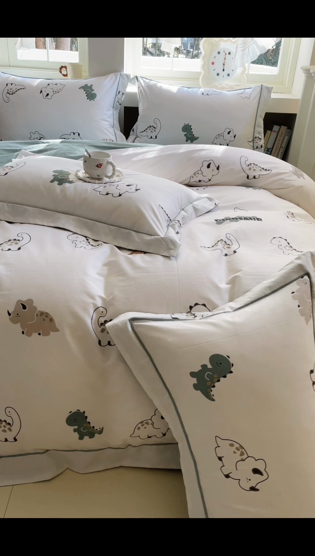 91家纺网 家纺一手货源 找家纺 7V 2025新款轻奢大宽边100%纯棉四件套133*76全棉喷气宽幅长绒棉被套床单床笠套件 侏罗纪