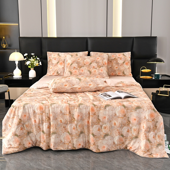 91家纺网 家纺一手货源 找家纺 欧夏家纺 2025新款凉感玻尿酸焕颜被夏被 繁花佳人