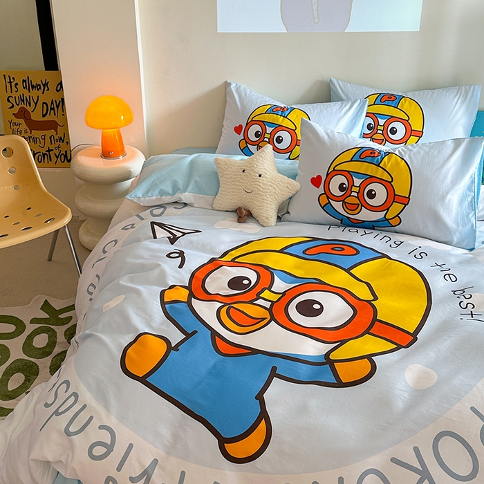 91家纺网 家纺一手货源 找家纺 （总）金爱家 2025新款波乐乐系列纯棉数码印花系列四件套