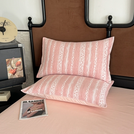 眠博士2025新款AB版简约时尚A类全棉三层纱系列单枕套 三层纱-时光 粉